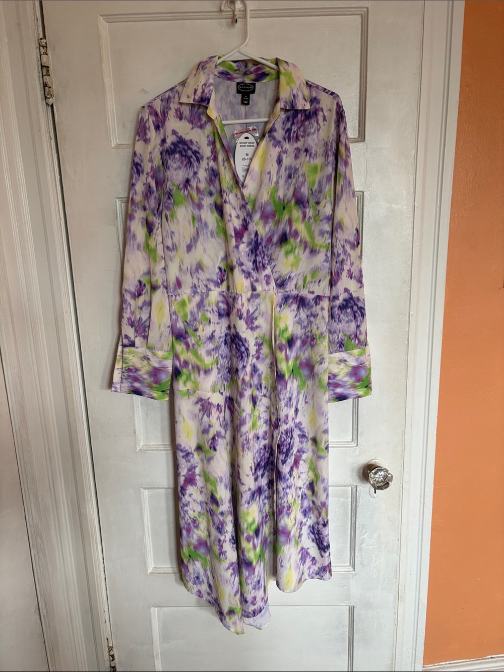 Scoop Lavender & Green Watercolor Midi Dress